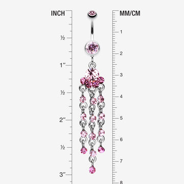 Detail View 1 of Shimmering Chandelier Belly Ring-Light Pink